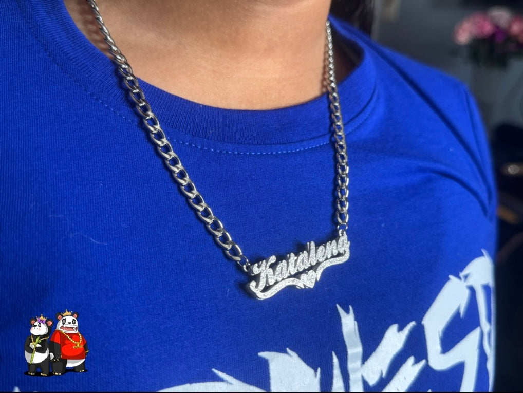 Frosted Double-Plated Name Necklace