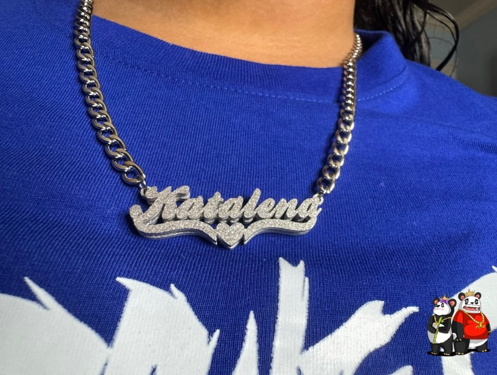 Frosted Double-Plated Name Necklace