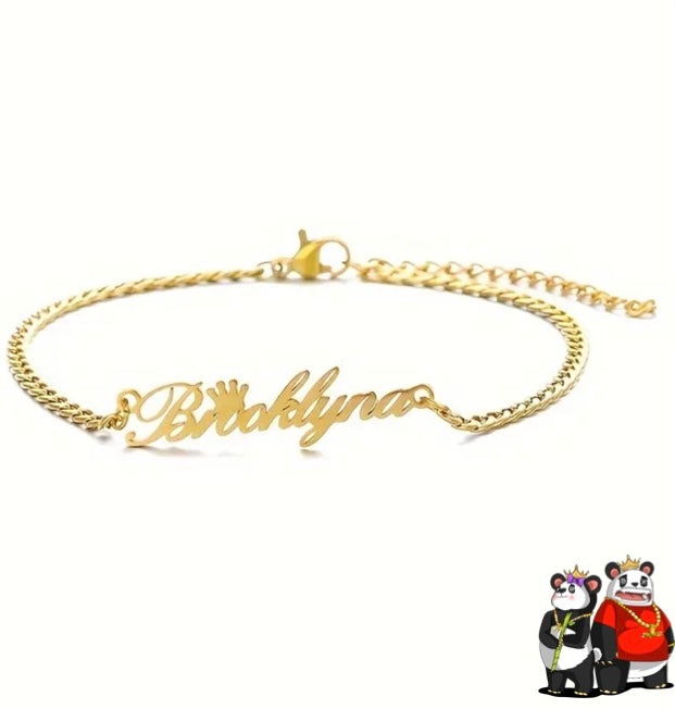 Personalized 18k gold plated Anklet