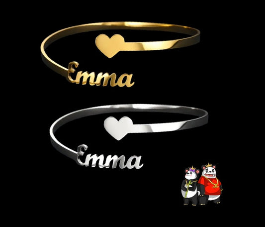 Personalized Name Open hinge bangle bracelet