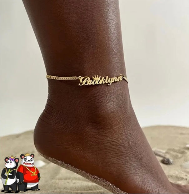 Personalized 18k gold plated Anklet